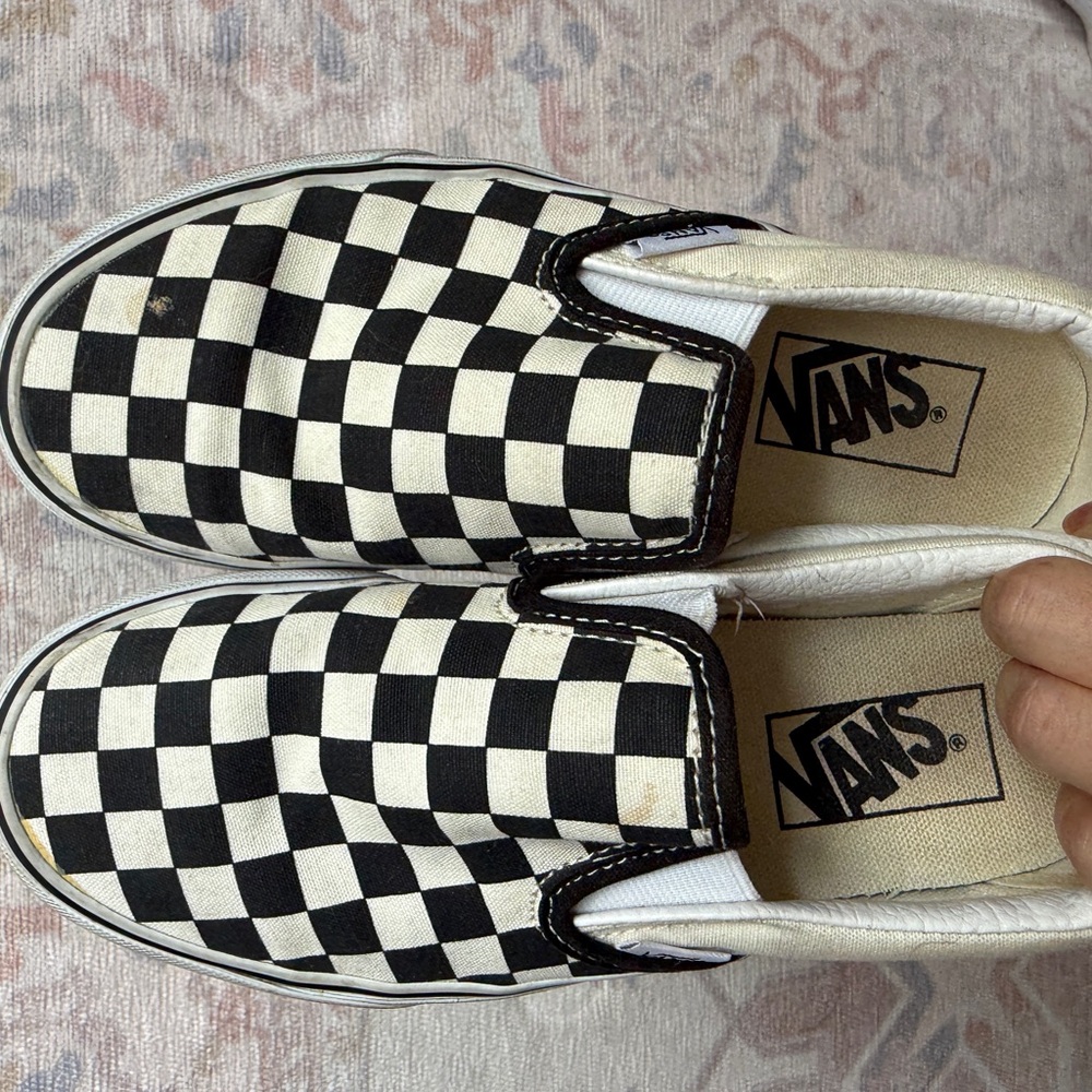 Vans Black and White Checkerboard Slip-Ons